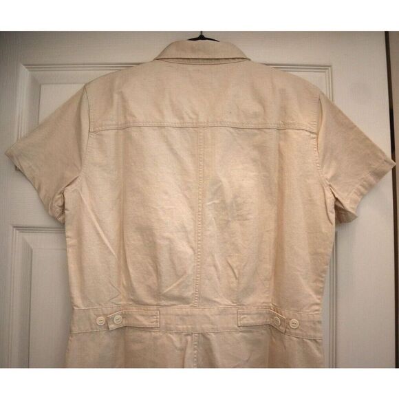 Outerknown 2130104 Women's Sz Medium Beige S/S Linen Button-Up Jumpsuit - Picture 5 of 11